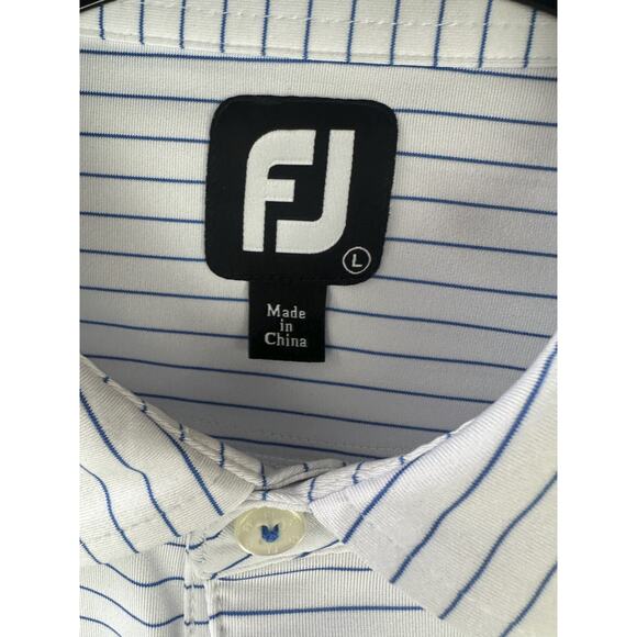 Bundle Lot of 2 Footjoy Men's Golf Polo Shirts Size Large Pinstripe Blue White - Picture 8 of 16